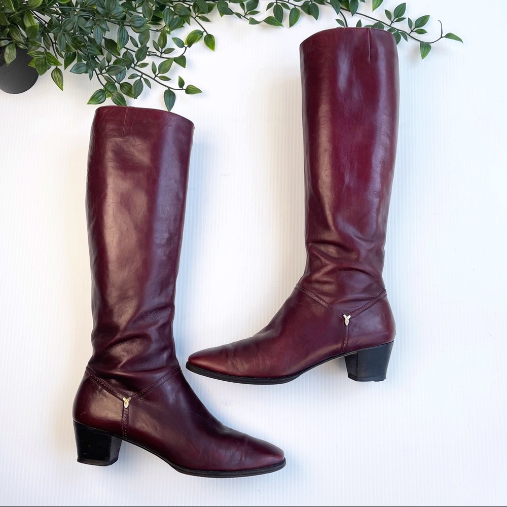 Salvatore Ferrogamo burgundy knee high boots 8.5